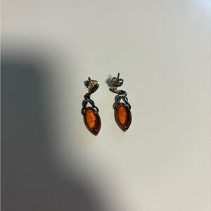 925 Silver and Amber Earrings